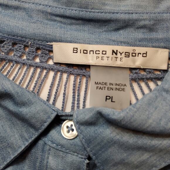 Bianca Nygard Petite Chambray Long Sleeve Top Size PL - Picture 6 of 9